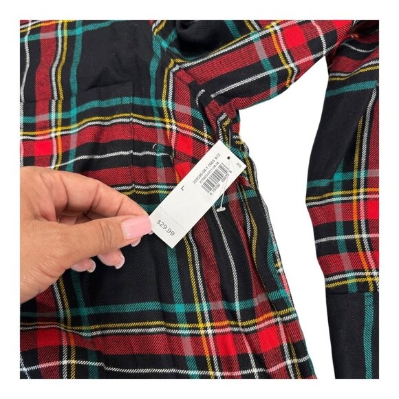 Old Navy Womens Plaid Button-Up Long Sleeve Shirt Top Size L Red/Green/Black - Picture 3 of 13